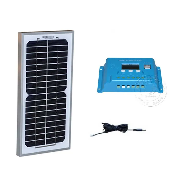 

Solar Kit 5W 10w 15W Photovatics Panel 5w 12v Solar Pwm Controller 12v/24v 10A LCD Display DC Cable Ip Camera Rv Phone Light