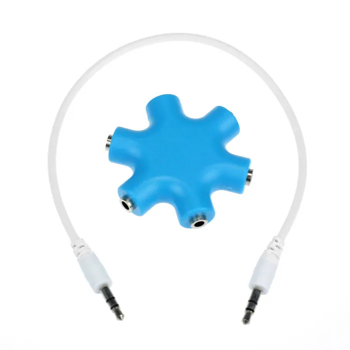 H30 3,5 мм разъем 6 способ многопортовый концентратор Aux сплиттер для наушников полезный аудио кабель адаптер конвертер аксессуары для наушников - Цвет: Blue
