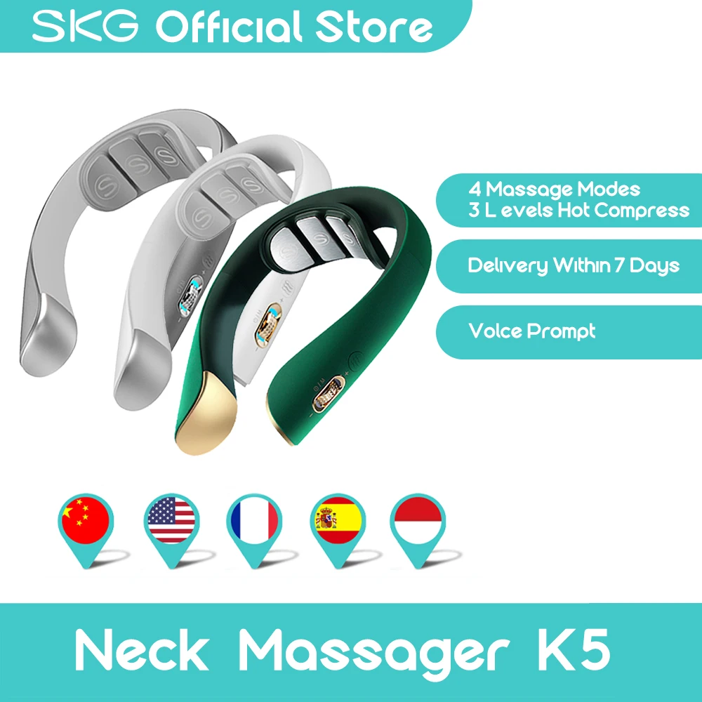 SKG Neck Massager K5 Electric Pulse Smart Massager For Neck Voice Prompt Cervical Pain Relief Comfortable electric neck massager