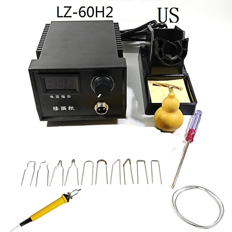 60W Wood Burning Pyrography Pen Machine Professional Digital Handheld Carving Soldering Welding Gourd Crafts Burner Pen Kit Set