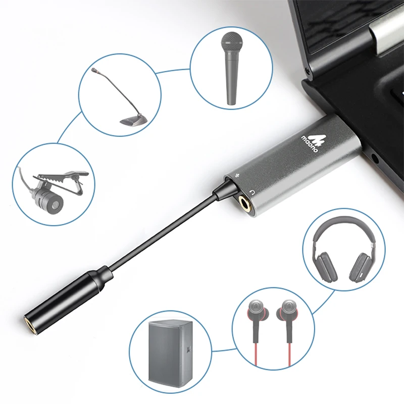 MAONO AU AD304 звуковая карта с интерфейсом USB адаптер для наушников микрофоном