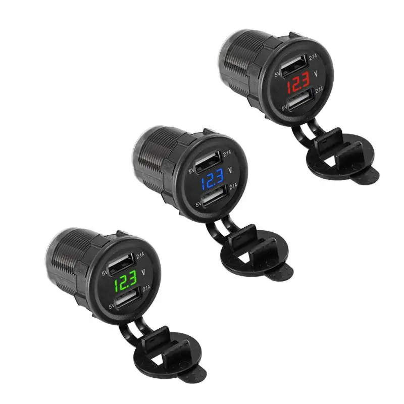 12V 24V Dual USB 5V 2.1A автомобильное зарядное устройство адаптер питания светодиодный вольтметр для грузовика лодки