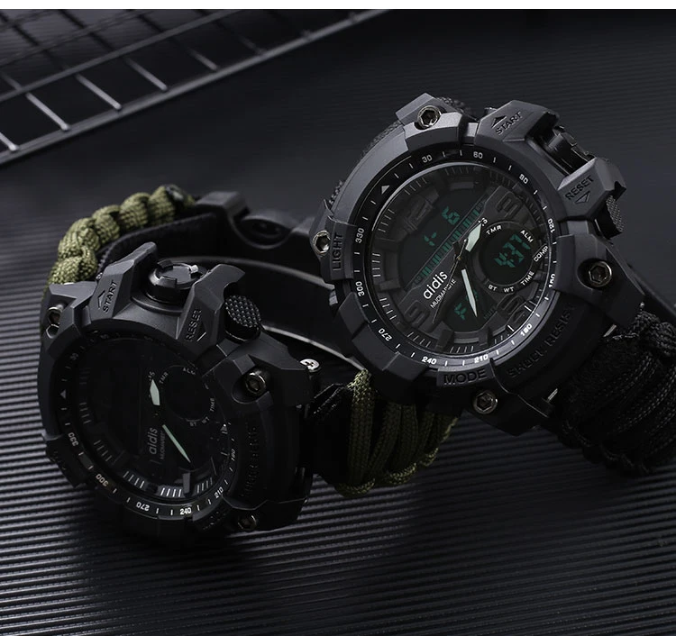 ADDIES Men's Fashion LED Military Watch with Compass 30M Men's Waterproof Sports Quartz Watch Electronic Digital Outdoor Watch