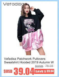 Vefadisa/Осенняя толстовка с капюшоном и принтом с героями мультфильмов, пуловеры, женская уличная одежда с длинным рукавом, толстовка с