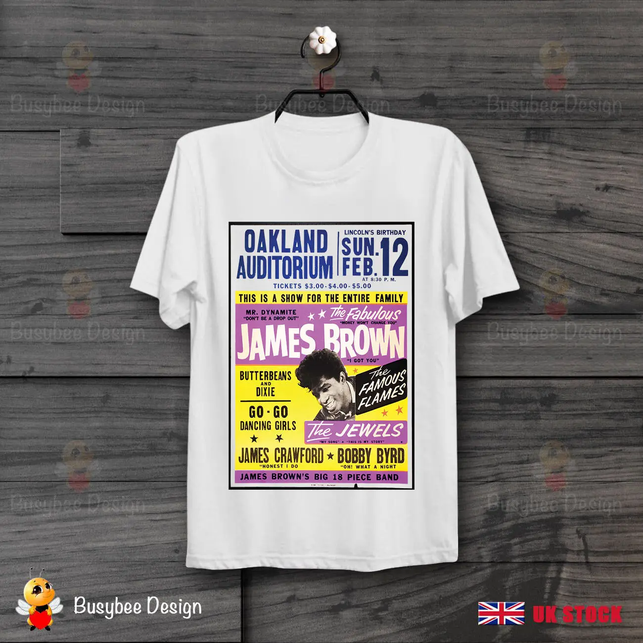 

James Brown Oakland Auditorium Poster Soul Funk Cool Vintage T Shirt B249 New Fashion T shirt Brand Hip Hop Print Men Tee Shirt