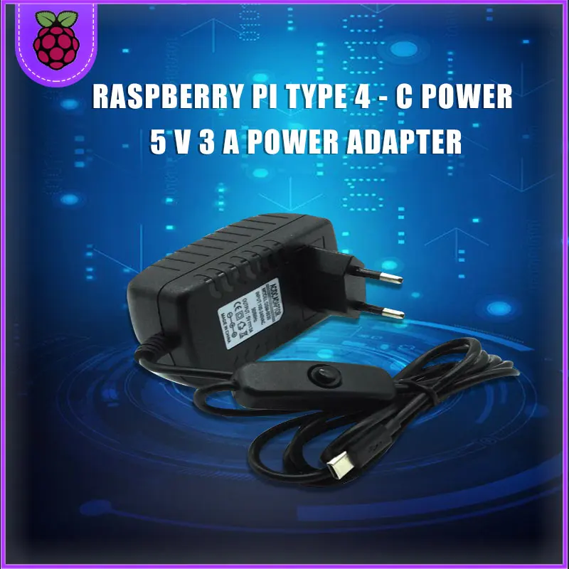 Power-Supply Raspberry Pi On/off-Switch Uk-Charger 3A 5V with EU US AU for 4-Model 4-Type-C
