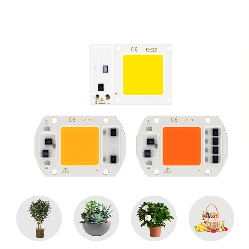 

5PCS/Lot Led Cob Grow Light Chip 20W 30W 50W 220V 110V Full Spectrum Smart IC Chip No Need Driver For Indoor Plant Seeding Grow