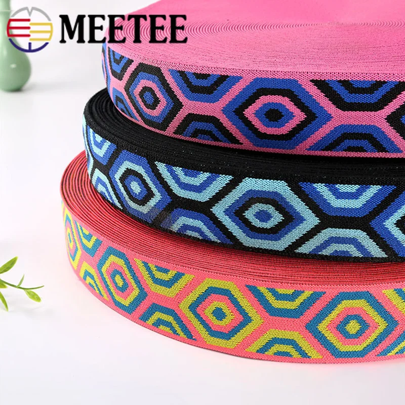 

Meetee 5/10M 47mm Polyester Jacquard Elastic Bands Folk-custom Spandex Webbing Band DIY Strap Belt Tape Garment Accessories