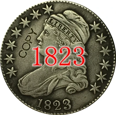 1823 США(1807-1836) 27 монет с закрытым бюстом, Надпись EDGE половина копия доллара монеты - Цвет: 1823
