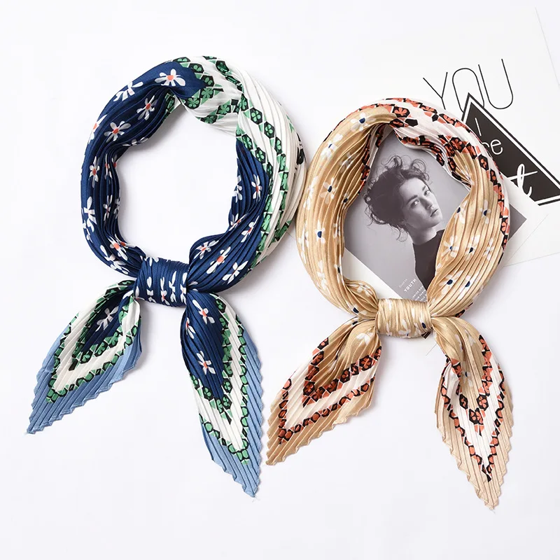 55*55cm Female Scarves Women Decorative Neck Silk Folded Geometric Small Square Scarf Spring |