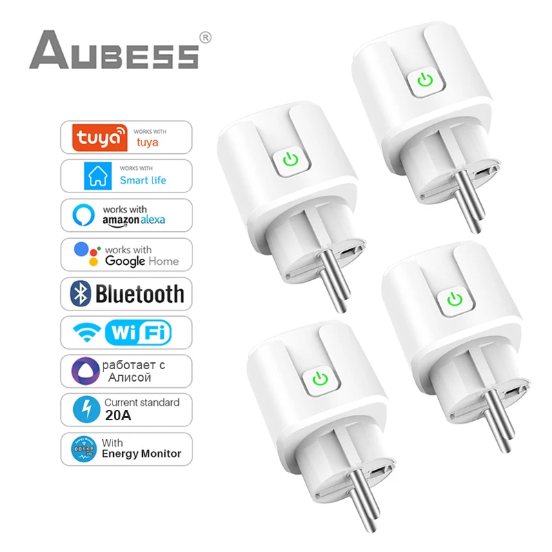 Aubess Smart Socket EU 16A/20A AC100-240V Wifi Smart Plug Power Outlet,  Alexa Google Home Voice Control, For Tuya Smart Life APP - AliExpress