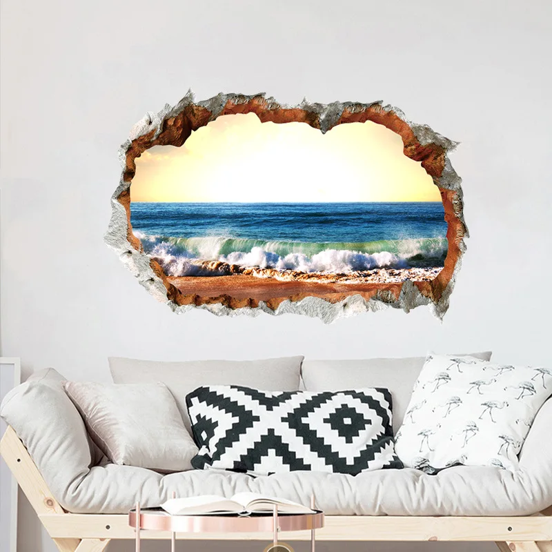 Вентилятор xi продукт 3D с отверстиями настенные наклейки с пейзажами ...