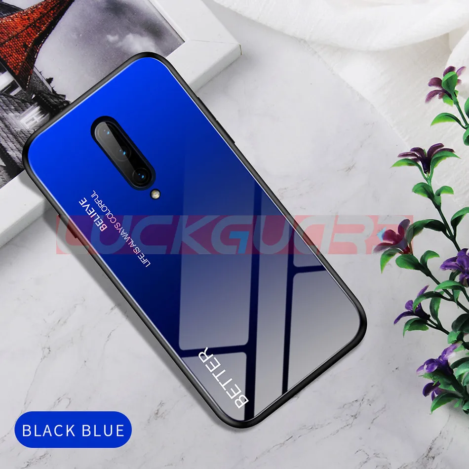 Градиентный чехол для телефона из закаленного стекла для OnePlus 7 Pro One Plus 7 Pro Ультра тонкий роскошный силиконовый бампер для Oneplus 7 1+ 7