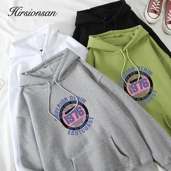 

Hirsionsan Sweatershirt Women's Simple Winter Thicken Hoodies with Pocket Fitness Pullover Hooded Loose Jumper Ladies Warm Coat