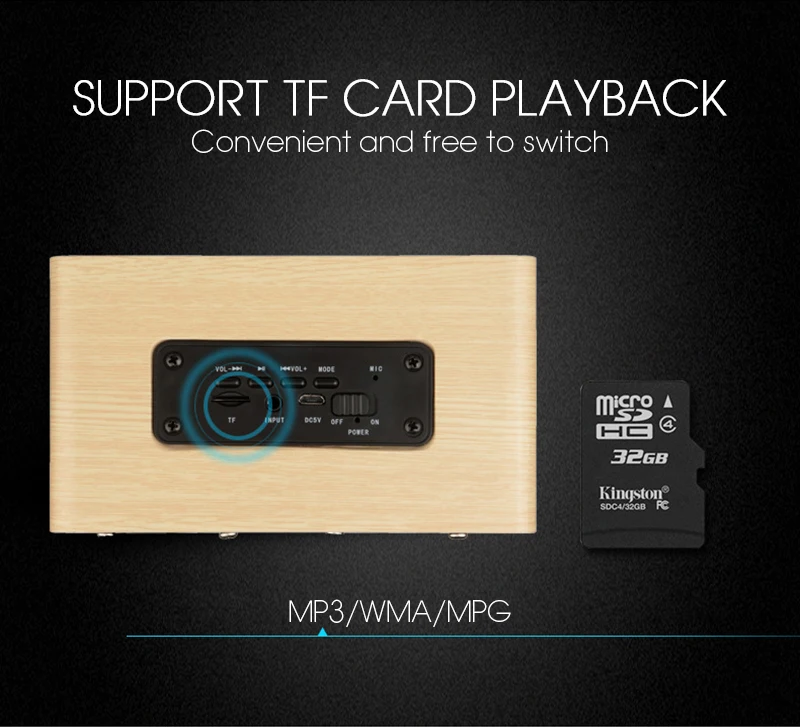 Деревянная Беспроводная Bluetooth Колонка KAPCICE портативная HiFi колонка с ударными