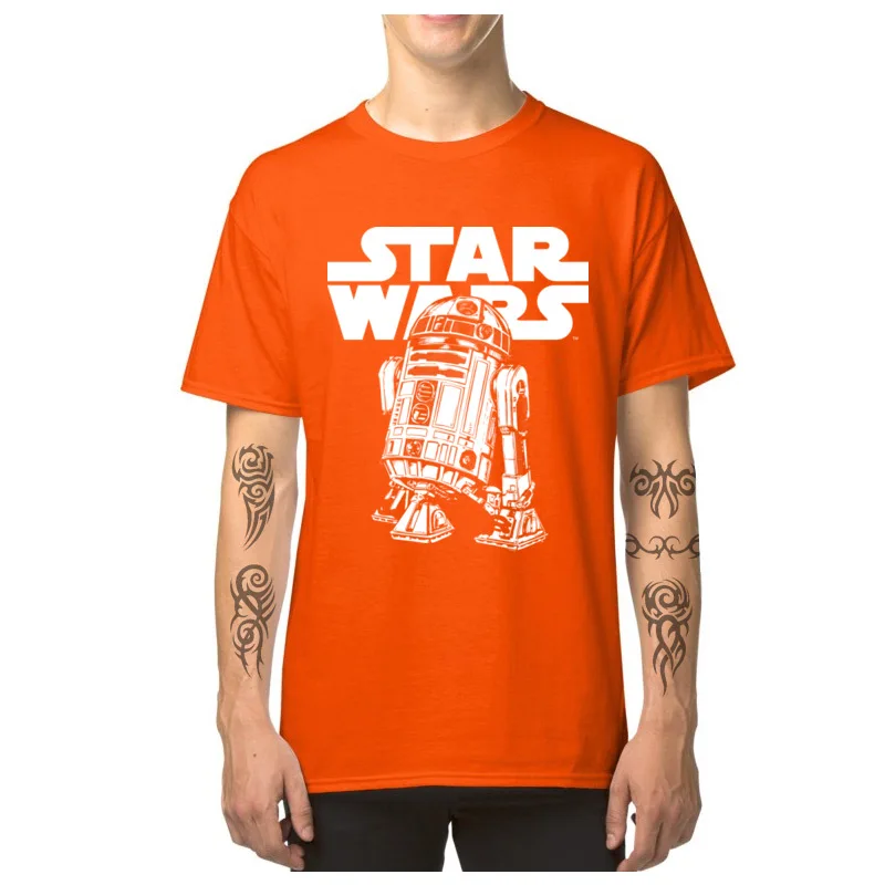 Fashionable Classic_R2D2_4549 T-shirts for Men On Sale Mother Day Crewneck Pure Cotton Short Sleeve T-shirts Clothing Shirt Classic_R2D2_4549 orange