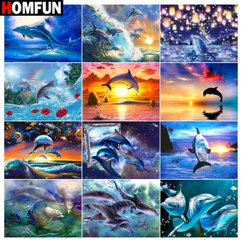 

HOMFUN DIY 5D Diamond Painting "Dolphin sea universe" Full Diamond Embroidery Sale Picture Of Rhinestones For Festival Gifts