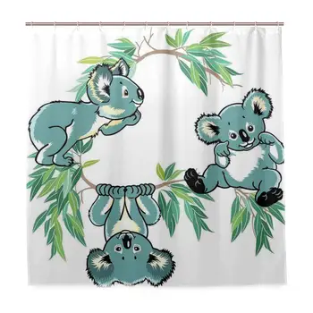 

Unique Shower Curtain Monkeys and Chimpanzees Playing with Swing Forest Jungle Life Cartoon Eco-Friendly with 12 Hooks in