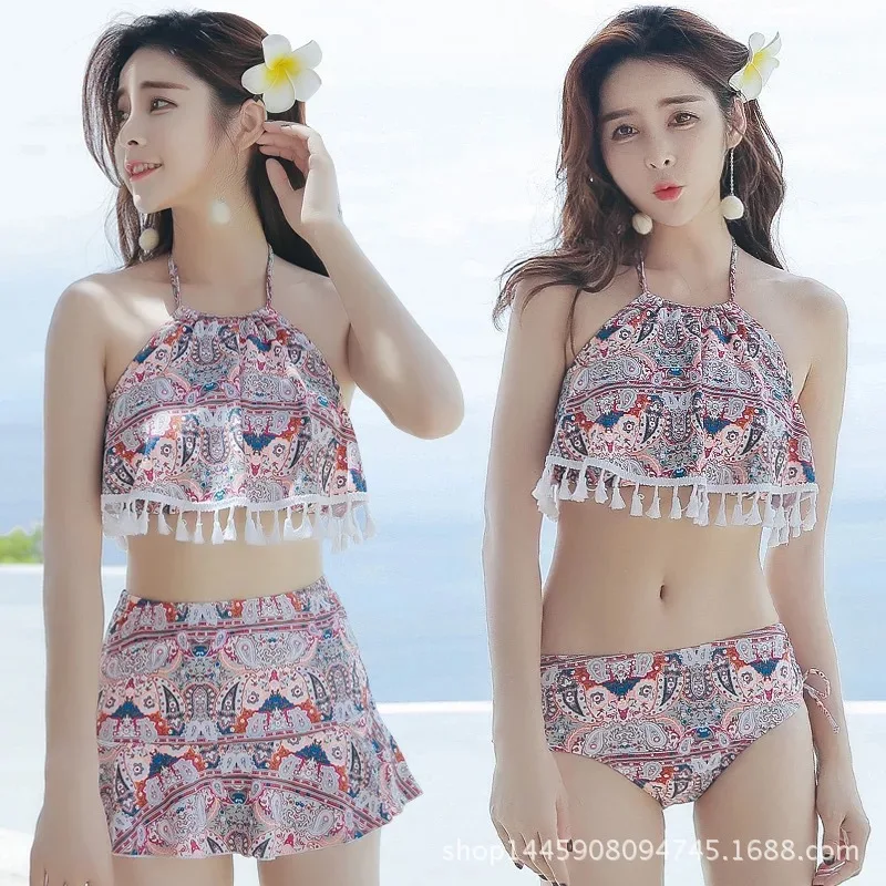 

Rui Xi's Slimming Sexy Boxers Split Type Three-piece Set Swimsuit Hot Springs Underwire Push up Swimwear