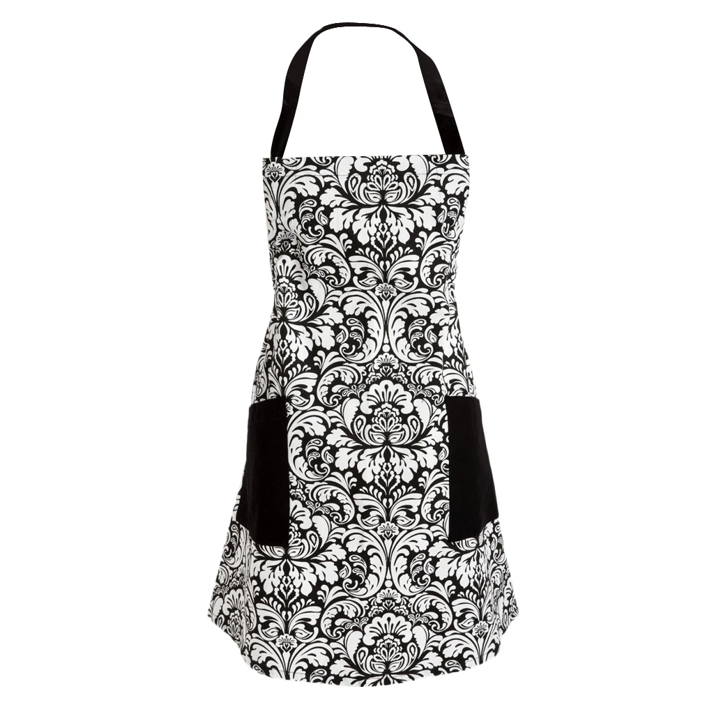 Women Apron With Pockets Pure Cotton Cooking Kitchen Restaurant Bib 10 Color