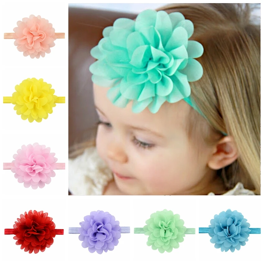 Girls Headband Colorful Chiffon Flower Kids Elastic Hairband Flowers Girl Hair Accessories 584 | Аксессуары для одежды