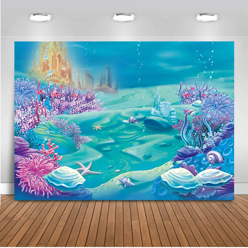 Mermaid Under Sea Bluey Backdrop Photography Ocean Castle Baby Shower Birthday Background Newborn Photo Studio Party Backdrops photo backdrop