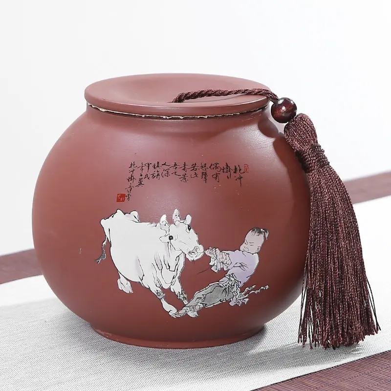 C shepherd boy1000ML Керамическая банка для хранения чая, контейнер для чая, кофе, сахара, 3 вида стилей Фарфоровая коробка для хранения, кухонные банки для специй, контейнер для еды - Цвет: C shepherd boy1000ML