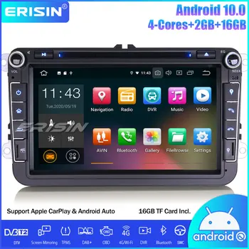 

Erisin 8" Android 10.0 Car Stereo DVD Player Autoradio GPS DAB+OPS DVB-T2 Wifi OBD for VW Passat Polo Golf 5/6 Tiguan Caddy Seat