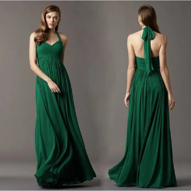 Дизайн vestido de renda noiva длинное детское нарядное платье, украшенное в винтажном стиле длинный зеленый шифон Вечерние Платье с лямкой на шее Элегантные Платья для подружек невесты - Цвет: Зеленый