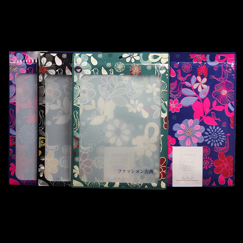 

Color Ziplock Transparent Printing Window Japanese Text Plastic Packaging Bag Clothing Bone Hat Stockings Bath Towel Scarf Pants