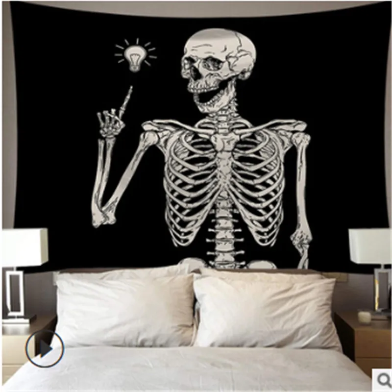 Halloween Human skeleton Tapestry Wall Hanging Mandala Blanket scary Home Dorm Decor | Дом и сад