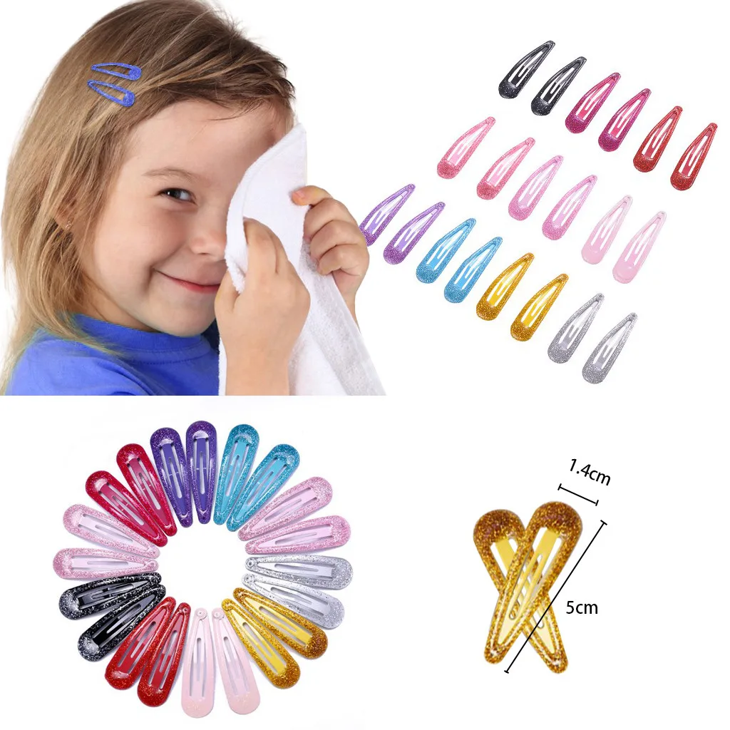 20PCs Childern Hair Accessories Hairpins Cute Drop-shaped Hollow Sequin Shining Hairpins заколки для волос gumka do wlosow#L