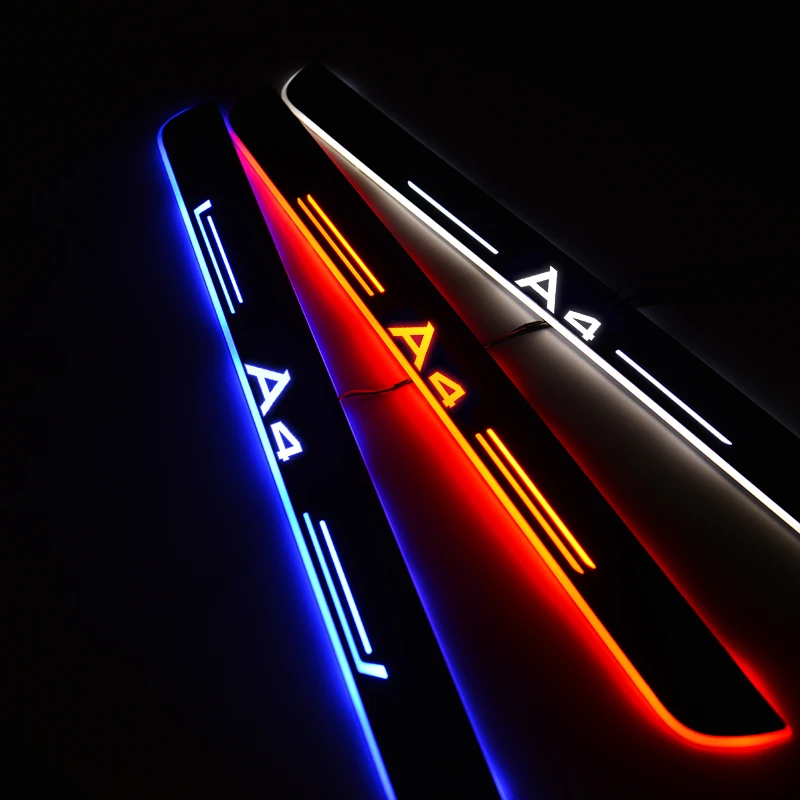 12v Streamed Light LED Door Sill For AUDI A4 B6 B7 B8 B9 2000-2020 Scuff Plate Acrylic Sills Car Sticker Accessories | Автомобили и