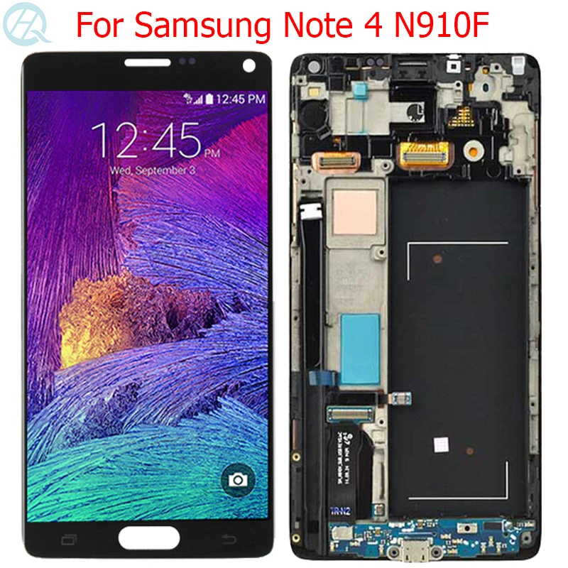 Оригинальный ЖК дисплей N910F для Samsung Galaxy Note 4 с рамкой Super AMOLED экран 5 7 дюйма сенсорный N910C запчасти сенсорного
