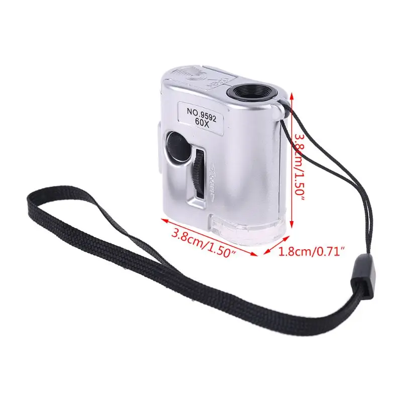 

60X Microscope Illuminated Magnifier Glass Jeweler Loupe Lens With LED UV Light