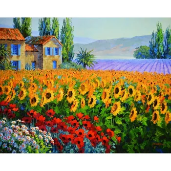 

Frameless Sunflower DIY Painting By Numbers Landscape Wall Art Picture Hand Painted Oil Painting For Home Decor Artwork 40x50cm