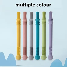 

Long Tube Teether Toy Infants Baby Safety Teething Stick Food Grade Silicone Chewing Biting Toys Soft Chewy Molar Tube Bar
