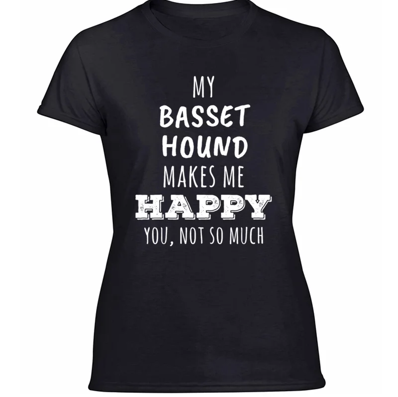 Новинка, удобная мужская футболка с надписью My Basset Hound Make Me Happy You Not So Much, футболка с круглым воротником и солнечным светом для отдыха