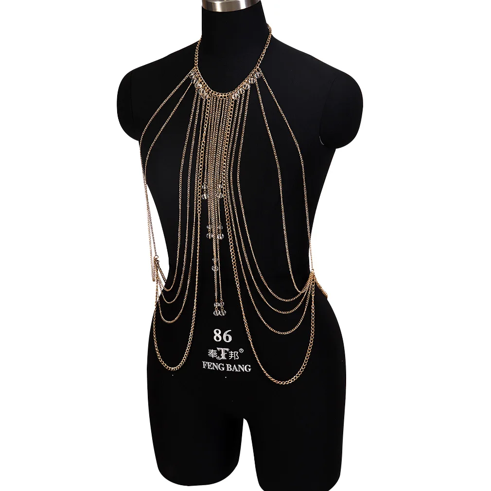 Elegance Gold Necklace Multilayer Adjust Body Chain Meatl Cage Waist Top Bikini Summer Jewelry Sexy Women Harness Steampunk