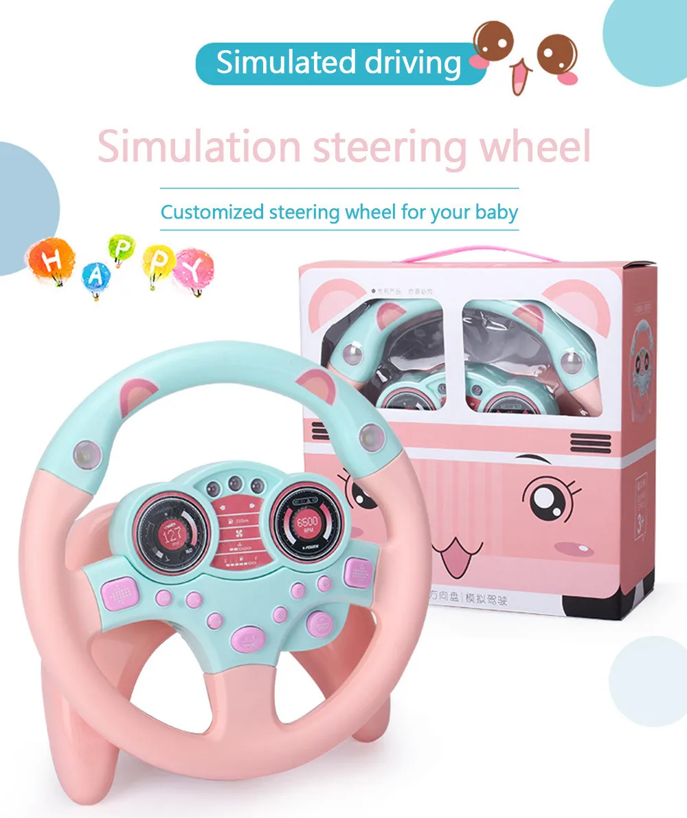 Simulation Small Steering Wheel Driver Sound Light Battery Operated Electonic Educational Toys Kids Pretend Toy#2676