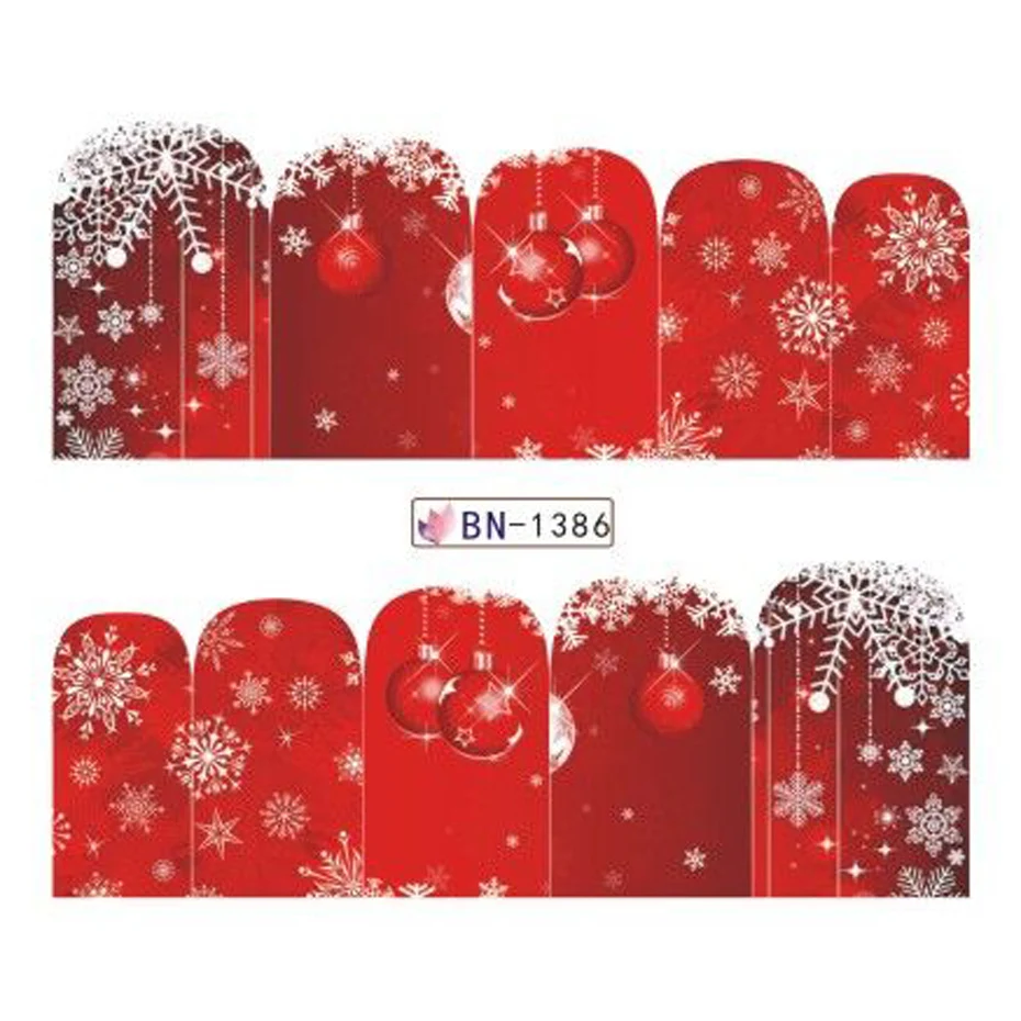12 шт Рождественские снежинки наклейки для ногтей Переводные картинки Санта Лось Снеговик переводные наклейки на год слайдер для ногтей художественные обертывания JIBN1381-1392