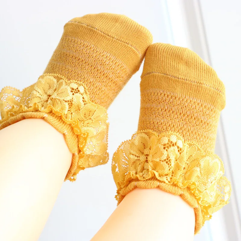 От 0 до 2 лет милые повседневные носки для маленьких девочек короткие хлопковые носки с Кружевными Оборками Носки для малышей