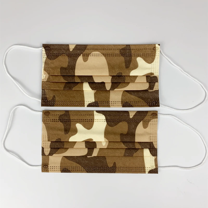 Brown Camouflage Protective Disposable Face Mask Mаска Mаски Mascarillas Adulto Masque Mascarilla Camuflaje Mondmasker Winter