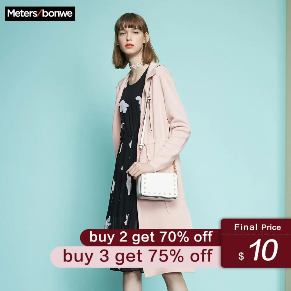 

Metersbonwe Long Soft Knitted Cardigan Women sweater Autumn Office Lady Clothing Fashion Cardigan for Female OL with Belt 219838