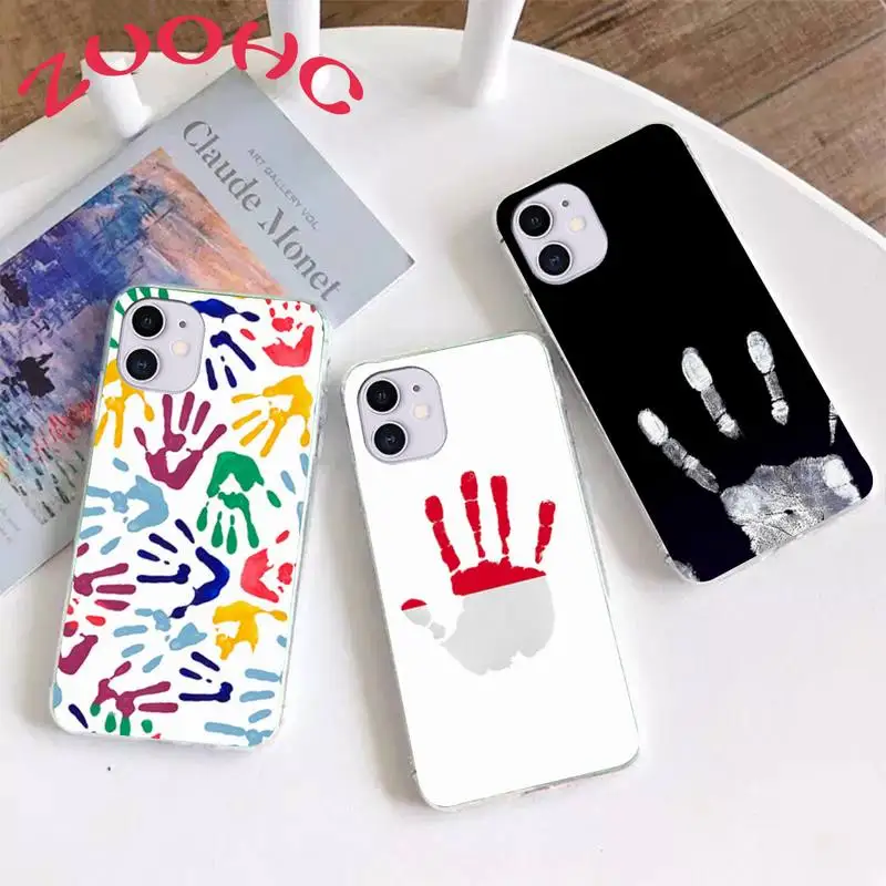 

Awesome Handprint Phone Case transparent for iphone 11 12 Pro Max Xr X 7 8 PLUS Xs SE 2020 Cover