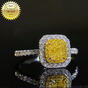 شراء18K عقد ذهب طبيعي 0.3ct الماس الأصفر و 0.23ct الماس الأبيض قلادة 001