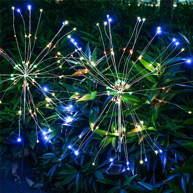 90/120 LED Outdoor Solar Powered Lamp Sunlight Grass Fireworks Lights  Landscape Holiday Light  Home Garden Decoration 90 120 led outdoor solar powered lamp sunlight grass fireworks lights landscape holiday light home garden decoration