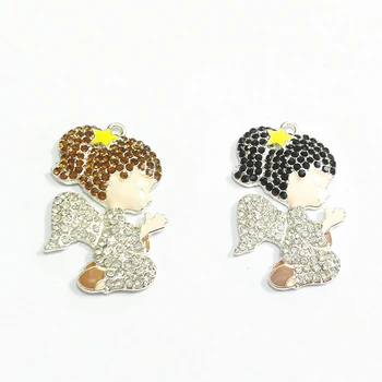 

Newest ! ! ! 45MM*28mm 10pcs/lot Christmas Kneeling Angel Rhinestone Pendants