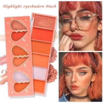 

6 Color Multifunctional Orange Series Eyeshadow Matte Blush Pearl Eye Shadow Pigment Eye Makeup Palette LDO99
