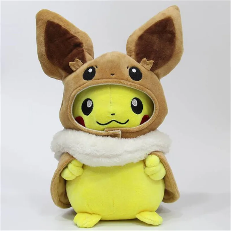 Pikachu Покемон из японского Аниме Пикачу Косплей Eevee плащ плюшевая игрушка кукольный реквизит Забавный подарок мультяшная модель - Цвет: Pikachu